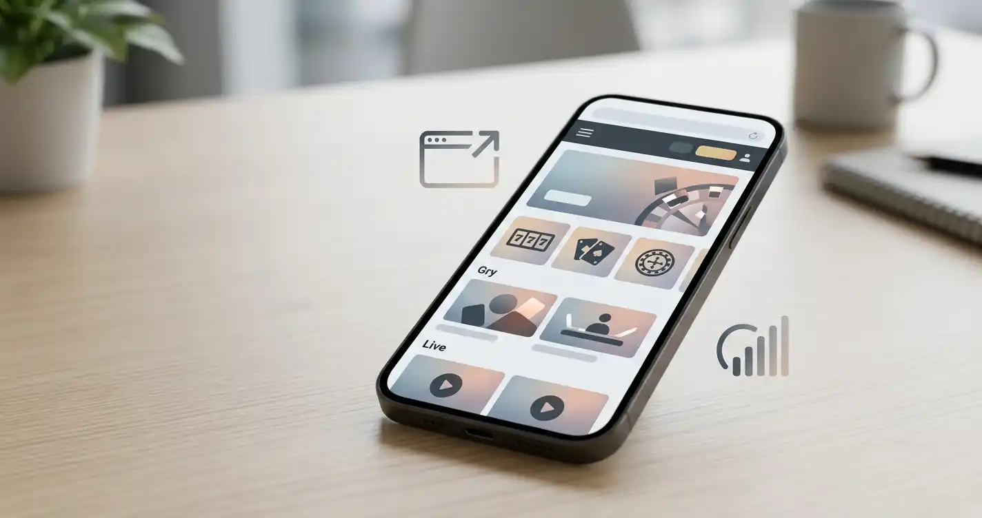 Smartfon z mobilnym interfejsem kasyna internetowego
